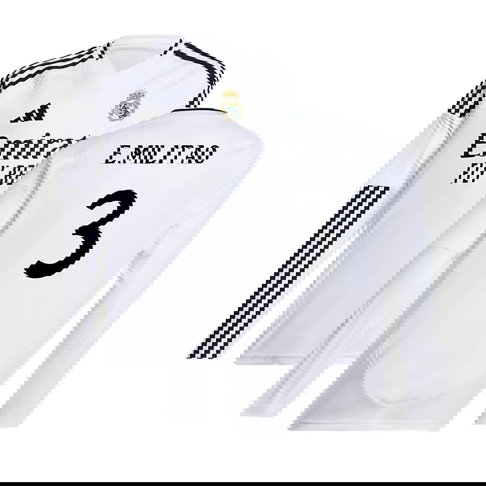 2024-2025 Real Madrid Long Sleeve Home Shirt (Kids) (E.Militao 3)
