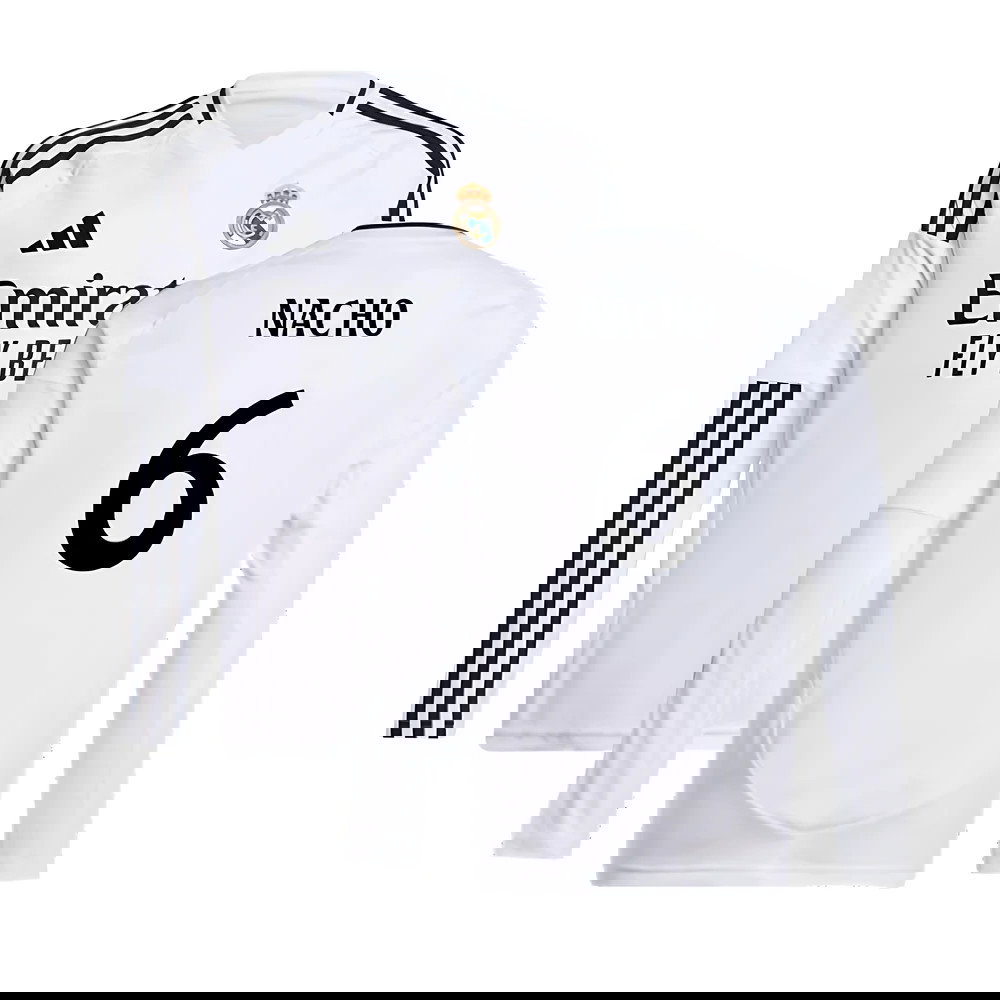 2024-2025 Real Madrid Long Sleeve Home Shirt (Kids) (Nacho 6)