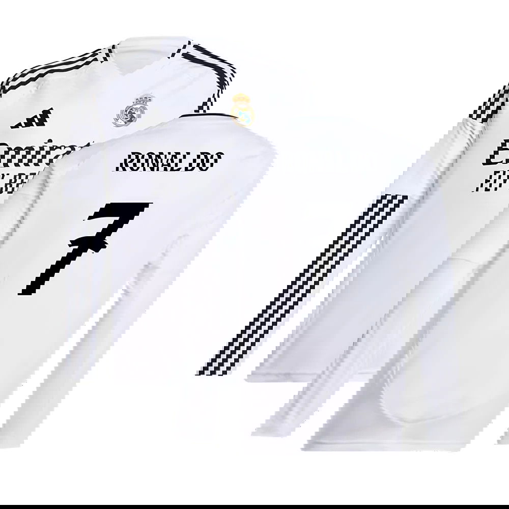 2024-2025 Real Madrid Long Sleeve Home Shirt (Kids) (Ronaldo 7)
