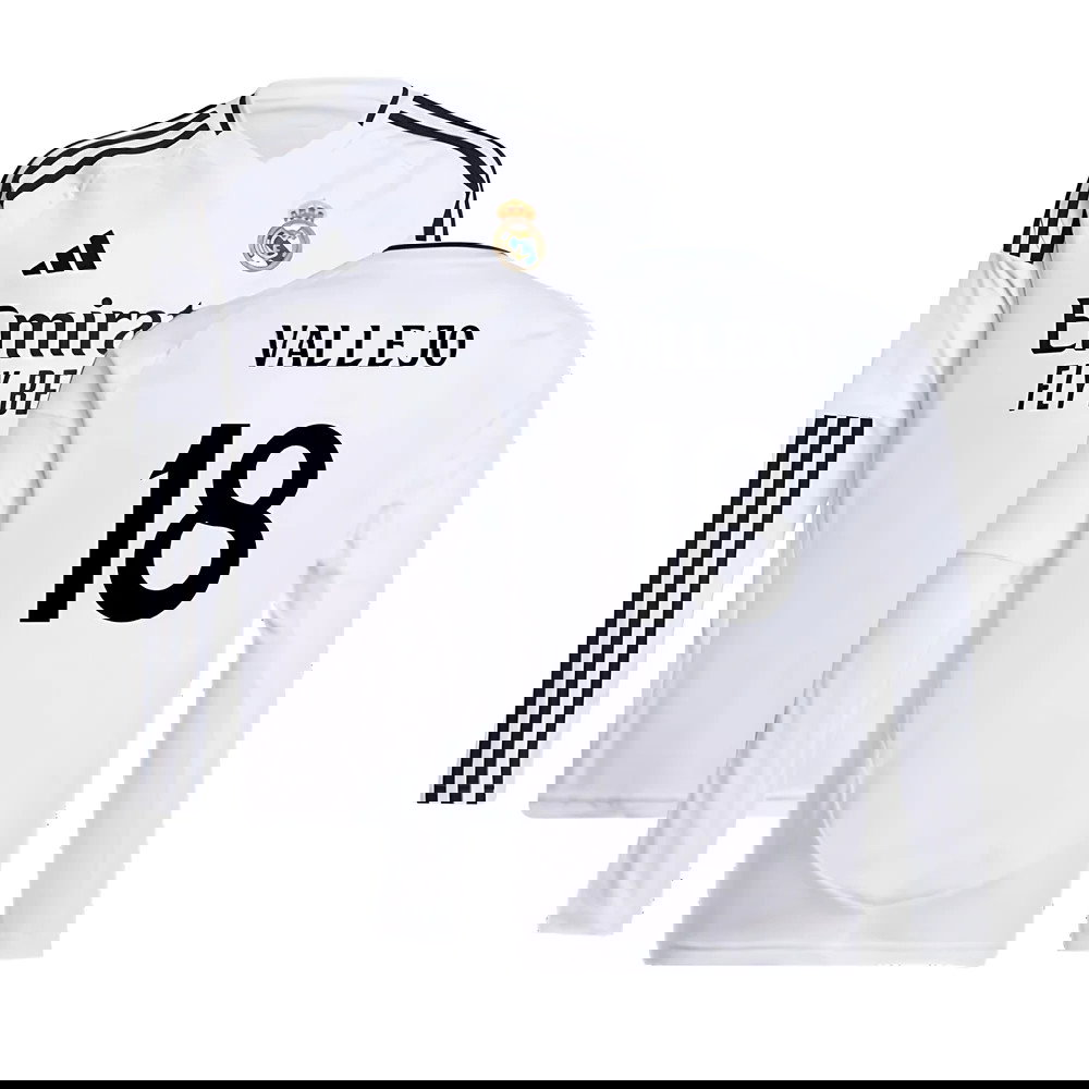 2024-2025 Real Madrid Long Sleeve Home Shirt (Kids) (Vallejo 18)