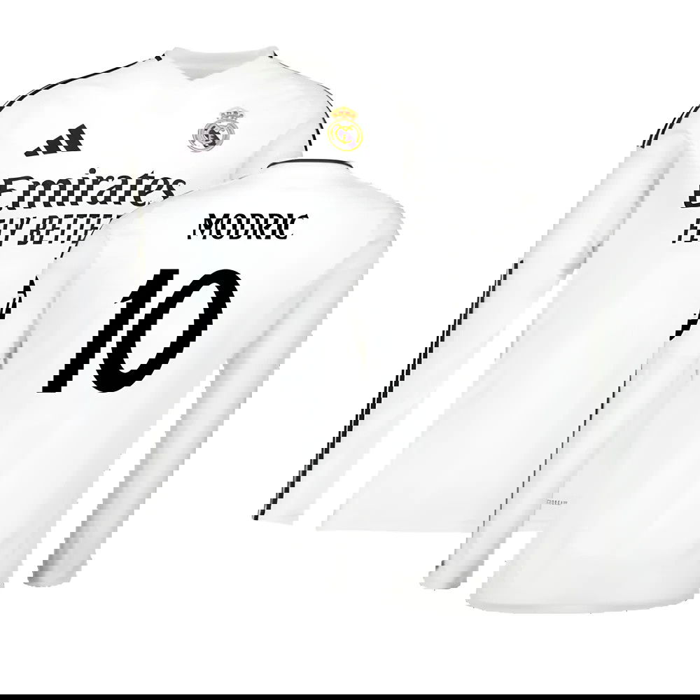 2024-2025 Real Madrid Long Sleeve Home Shirt (Modric 10)