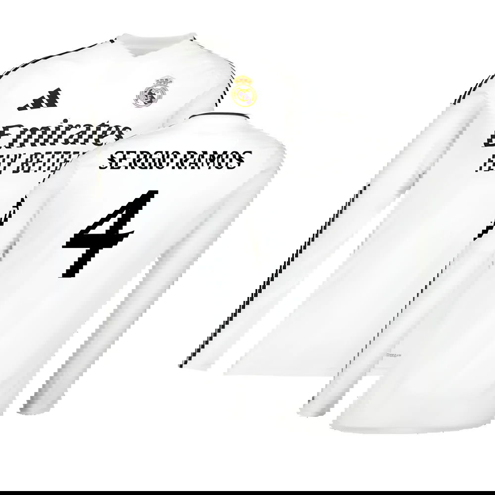 2024-2025 Real Madrid Long Sleeve Home Shirt (Sergio Ramos 4)