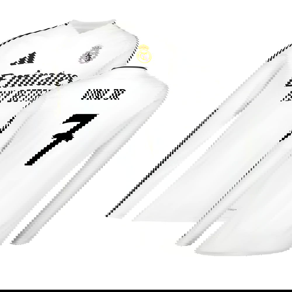 2024-2025 Real Madrid Long Sleeve Home Shirt (Vini Jr. 7)