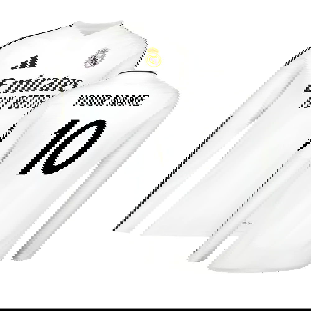 2024-2025 Real Madrid Long Sleeve Home Shirt (Your Name)