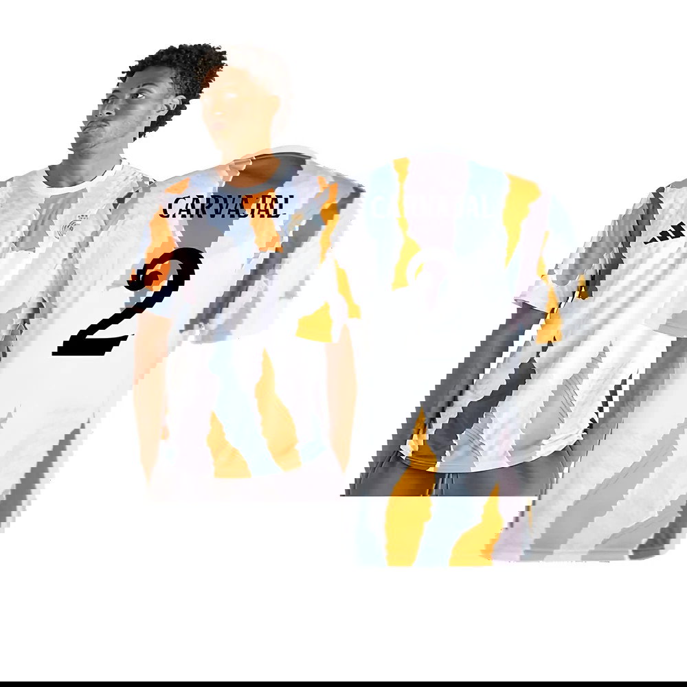 2024-2025 Real Madrid Pre-Match Shirt (White/Crew Orange) (Carvajal 2)