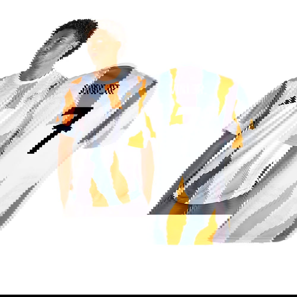 2024-2025 Real Madrid Pre-Match Shirt (White/Crew Orange) (Vini Jr. 7)