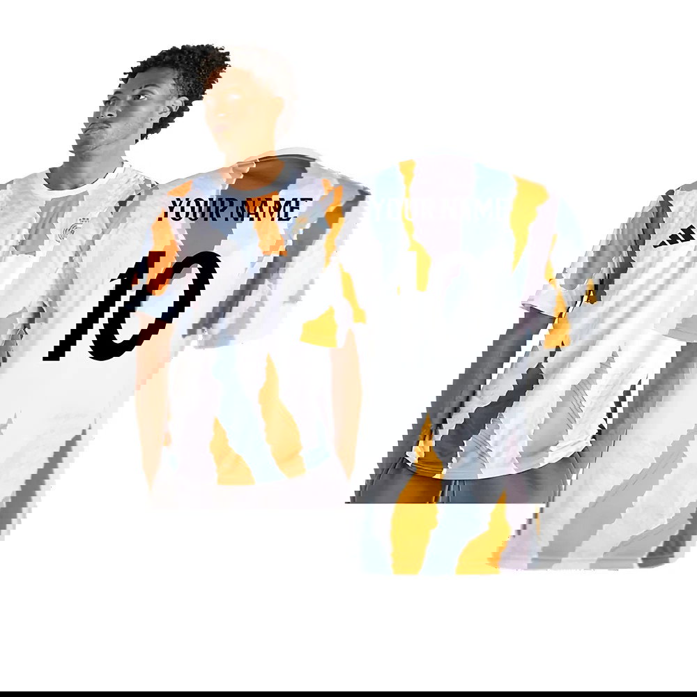 2024-2025 Real Madrid Pre-Match Shirt (White/Crew Orange) (Your Name)