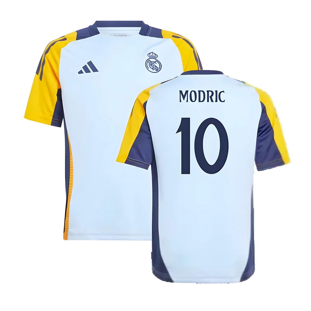 2024-2025 Real Madrid Training Shirt (Glow Blue) - Kids (Modric 10)