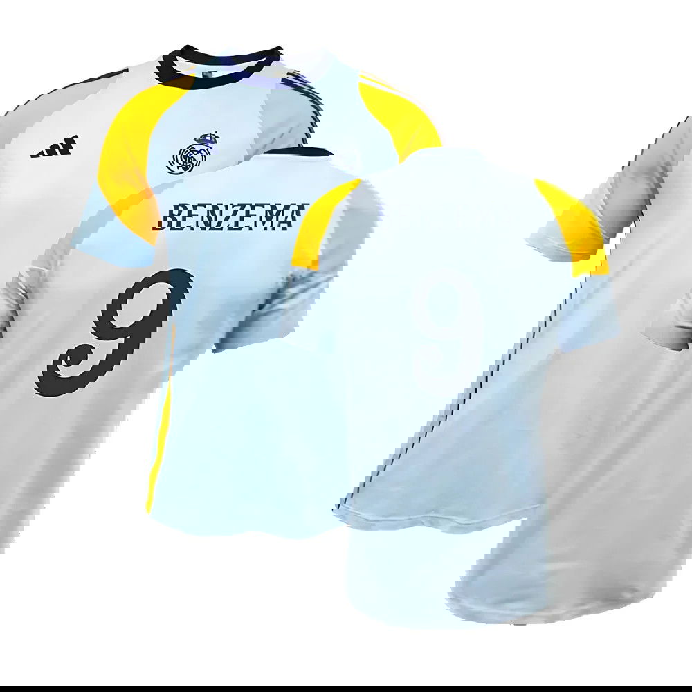 2024-2025 Real Madrid Training Tee (Glow Blue) (Benzema 9)