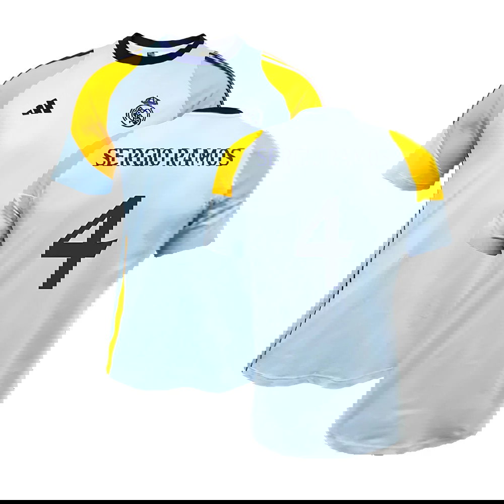 2024-2025 Real Madrid Training Tee (Glow Blue) (Sergio Ramos 4)
