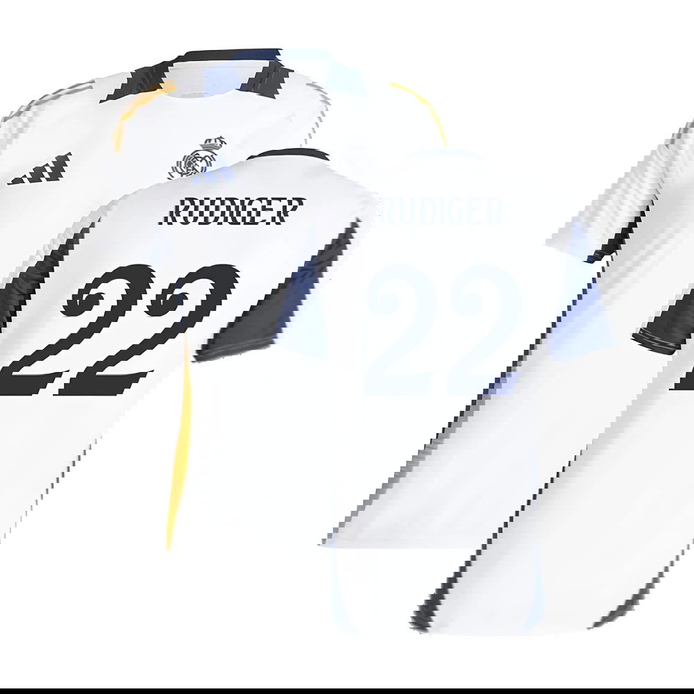 2024-2025 Real Madrid Training Tee (White) (Rudiger 22)