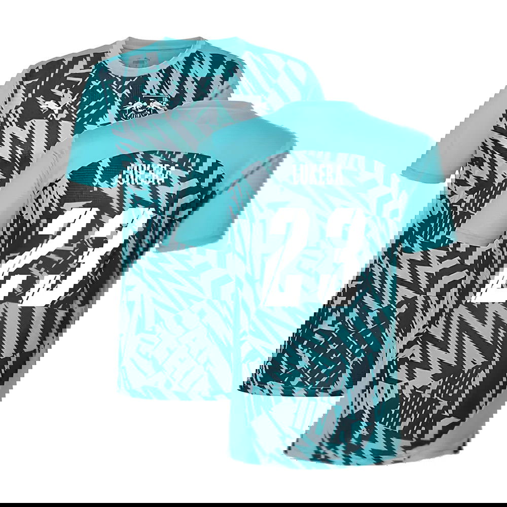 2024-2025 Red Bull Leipzig Pre-Match SS Shirt (Aqua) (Lukeba 23)