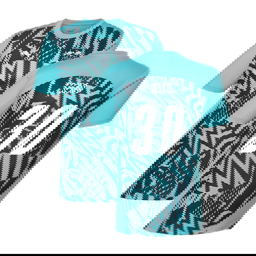 2024-2025 Red Bull Leipzig Pre-Match SS Shirt (Aqua) (Sesko 30)
