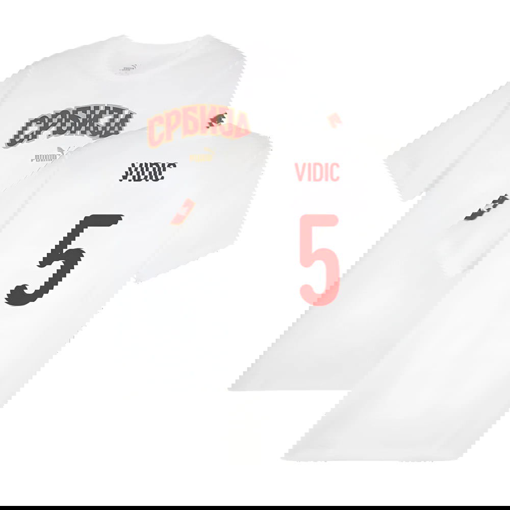 2024-2025 Serbia FtblIcons Tee (White) (Vidic 5)