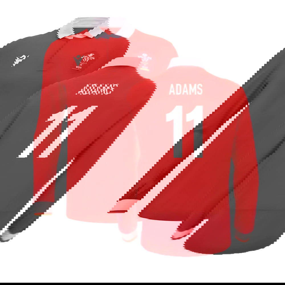 2024-2025 Wales WRU Home LS Cotton Rugby Shirt (Adams 11)