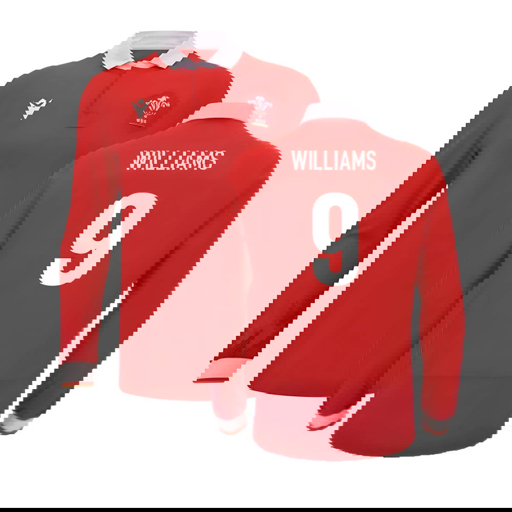 2024-2025 Wales WRU Home LS Cotton Rugby Shirt (Williams 9)