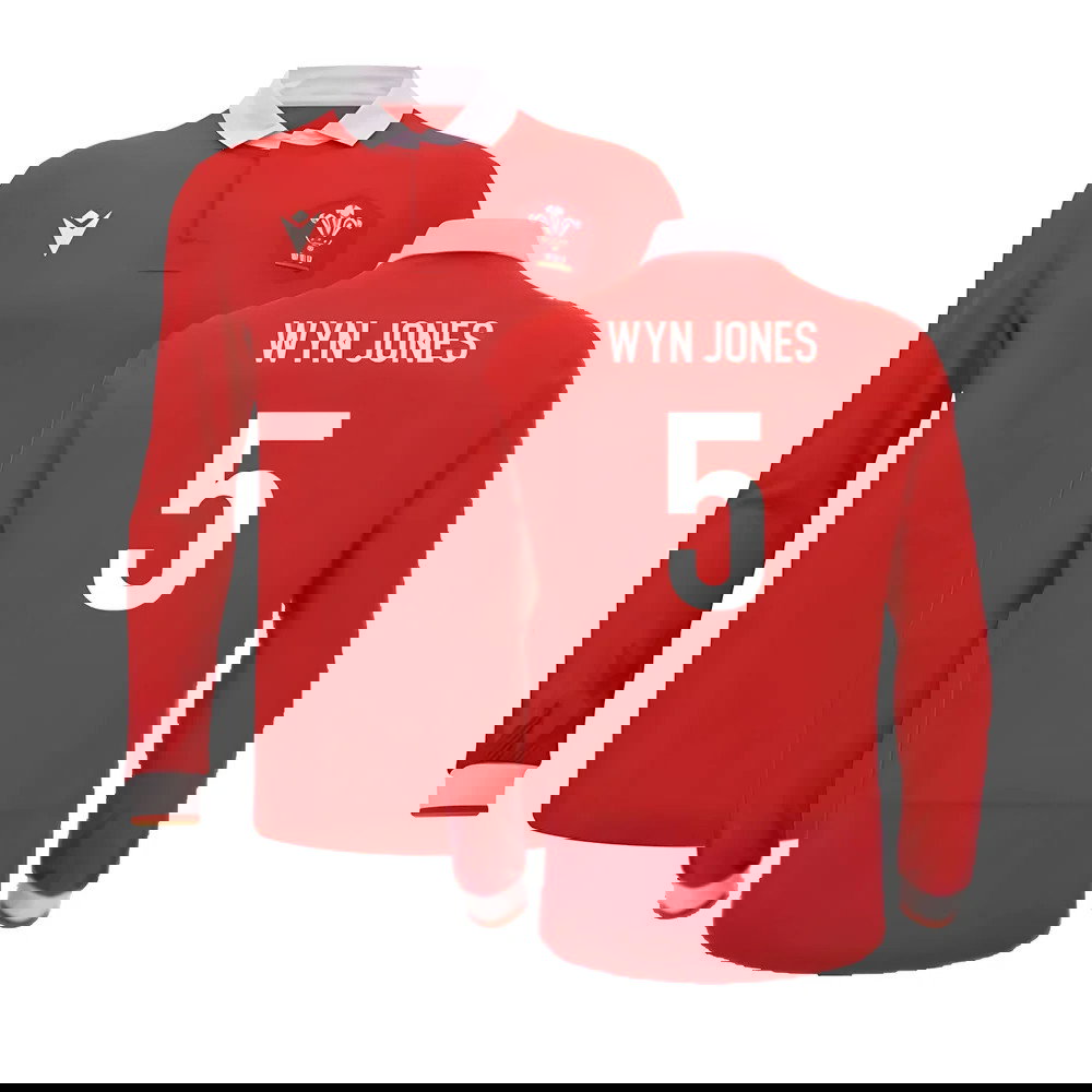 2024-2025 Wales WRU Home LS Cotton Rugby Shirt (Wyn Jones 5)