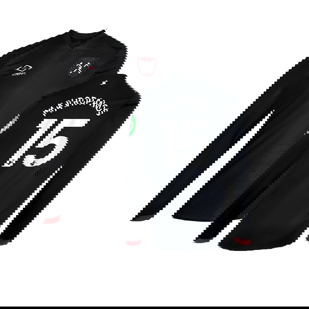2024-2025 West Ham Long Sleeve Away Shirt (Kids) (Mavropanos 15)