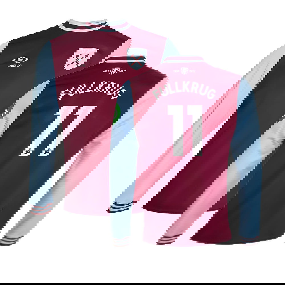 2024-2025 West Ham Long Sleeve Home Shirt (Kids) (Fullkrug 11)