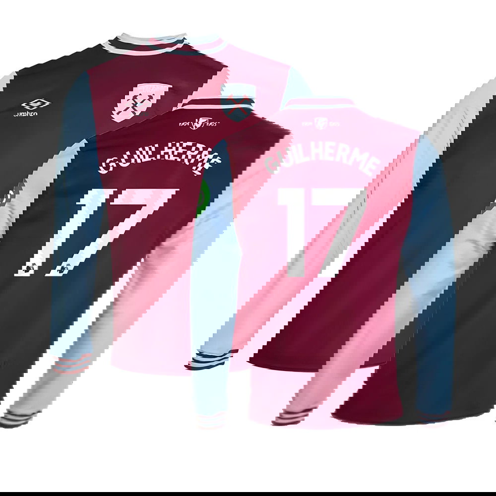 2024-2025 West Ham Long Sleeve Home Shirt (Kids) (Guilherme 17)