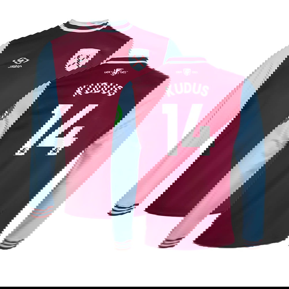 2024-2025 West Ham Long Sleeve Home Shirt (Kids) (Kudus 14)