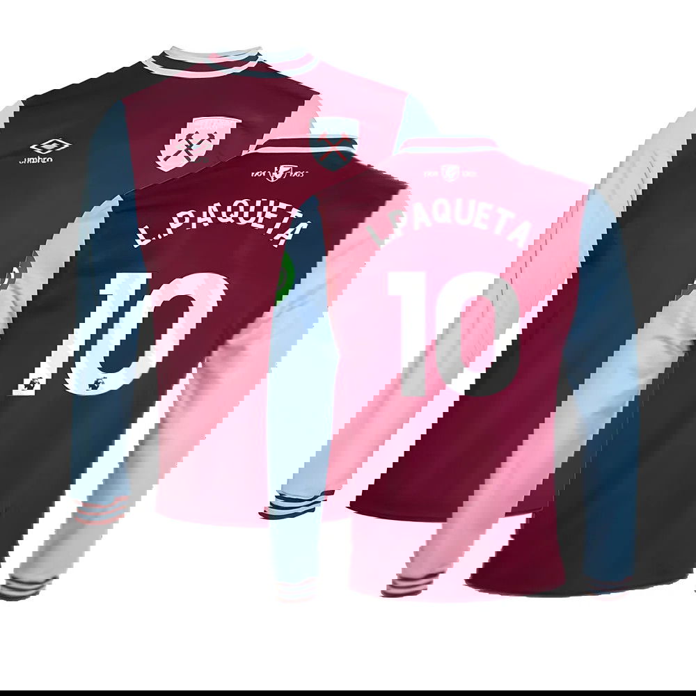 2024-2025 West Ham Long Sleeve Home Shirt (Kids) (L.Paqueta 10)