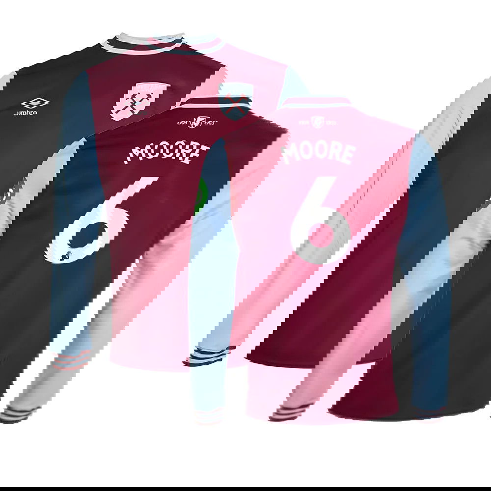 2024-2025 West Ham Long Sleeve Home Shirt (Kids) (Moore 6)