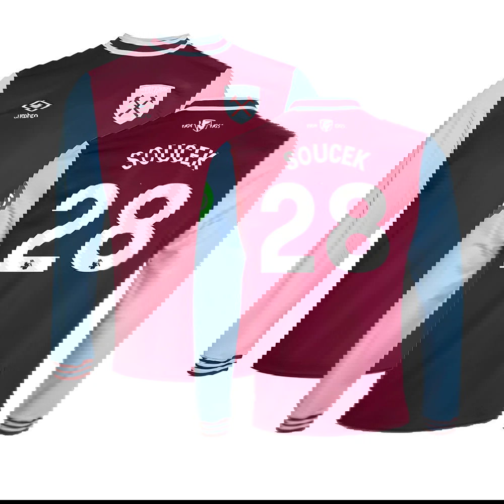 2024-2025 West Ham Long Sleeve Home Shirt (Kids) (Soucek 28)