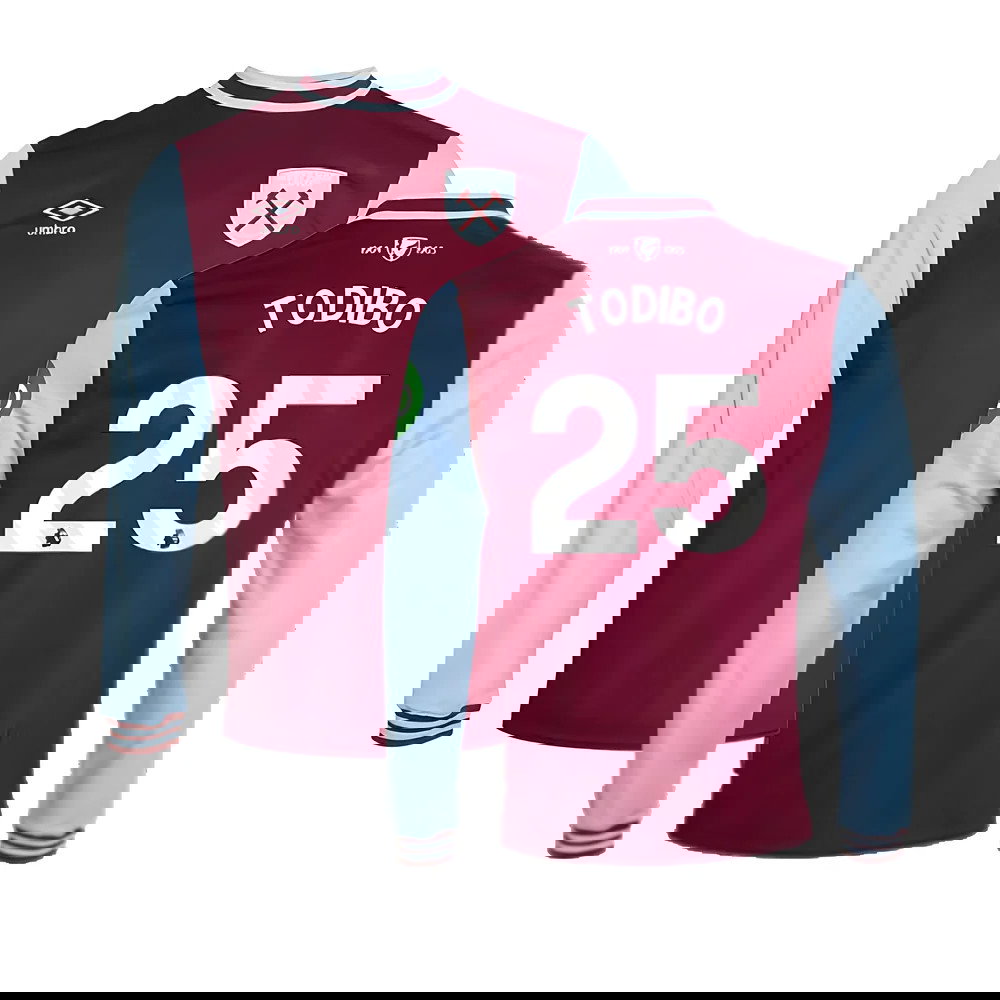 2024-2025 West Ham Long Sleeve Home Shirt (Kids) (Todibo 25)
