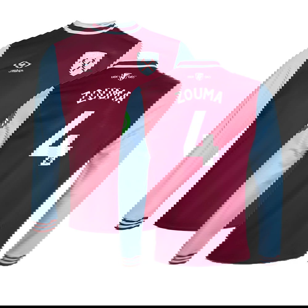 2024-2025 West Ham Long Sleeve Home Shirt (Kids) (Zouma 4)
