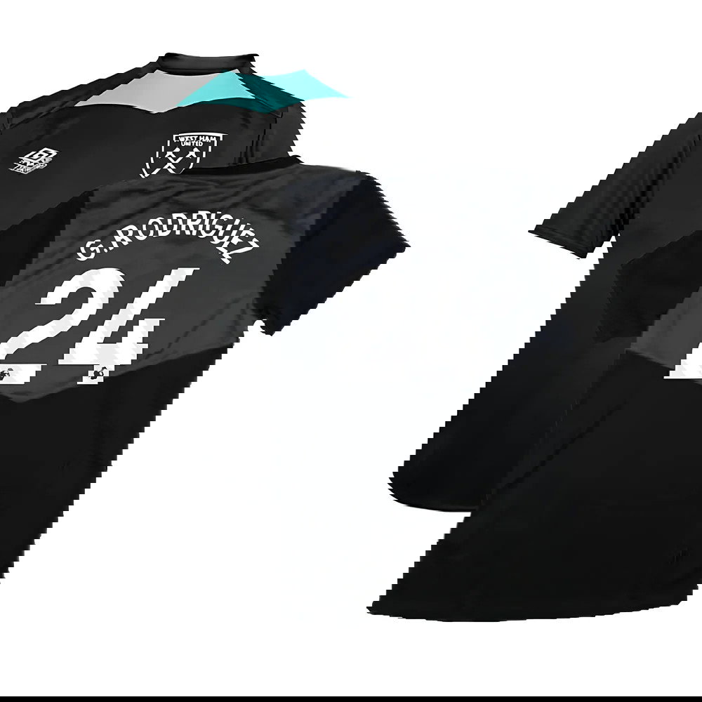 2024-2025 West Ham Training Jersey (Black) - Kids (G.Rodriguez 24)