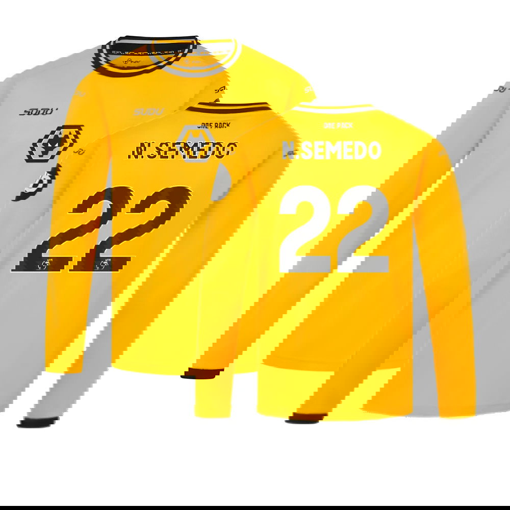 2024-2025 Wolves Long Sleeve Home Shirt (Kids) (N.Semedo 22)