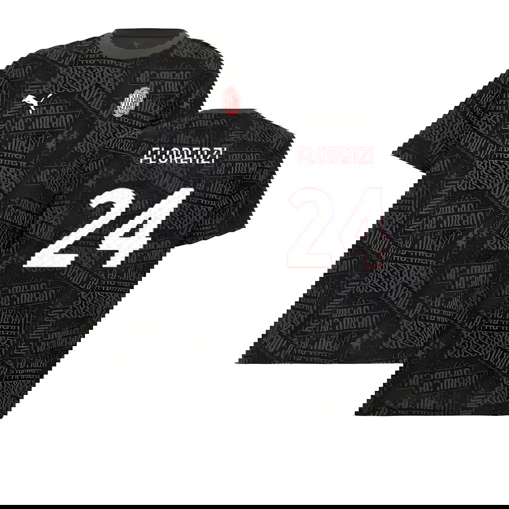 2025-2026 AC Milan ftblCulture Tee AOP (Black) (Florenzi 24)
