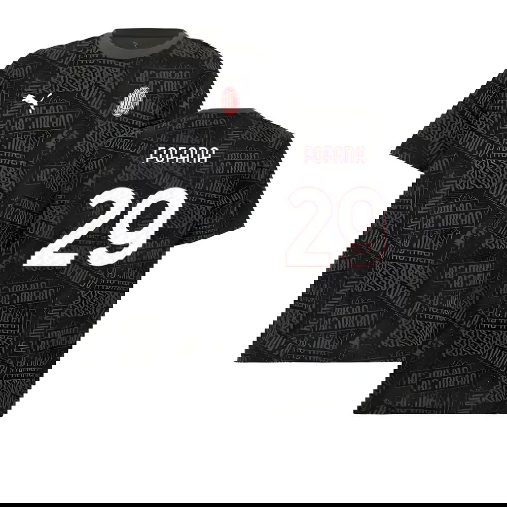 2025-2026 AC Milan ftblCulture Tee AOP (Black) (Fofana 29)