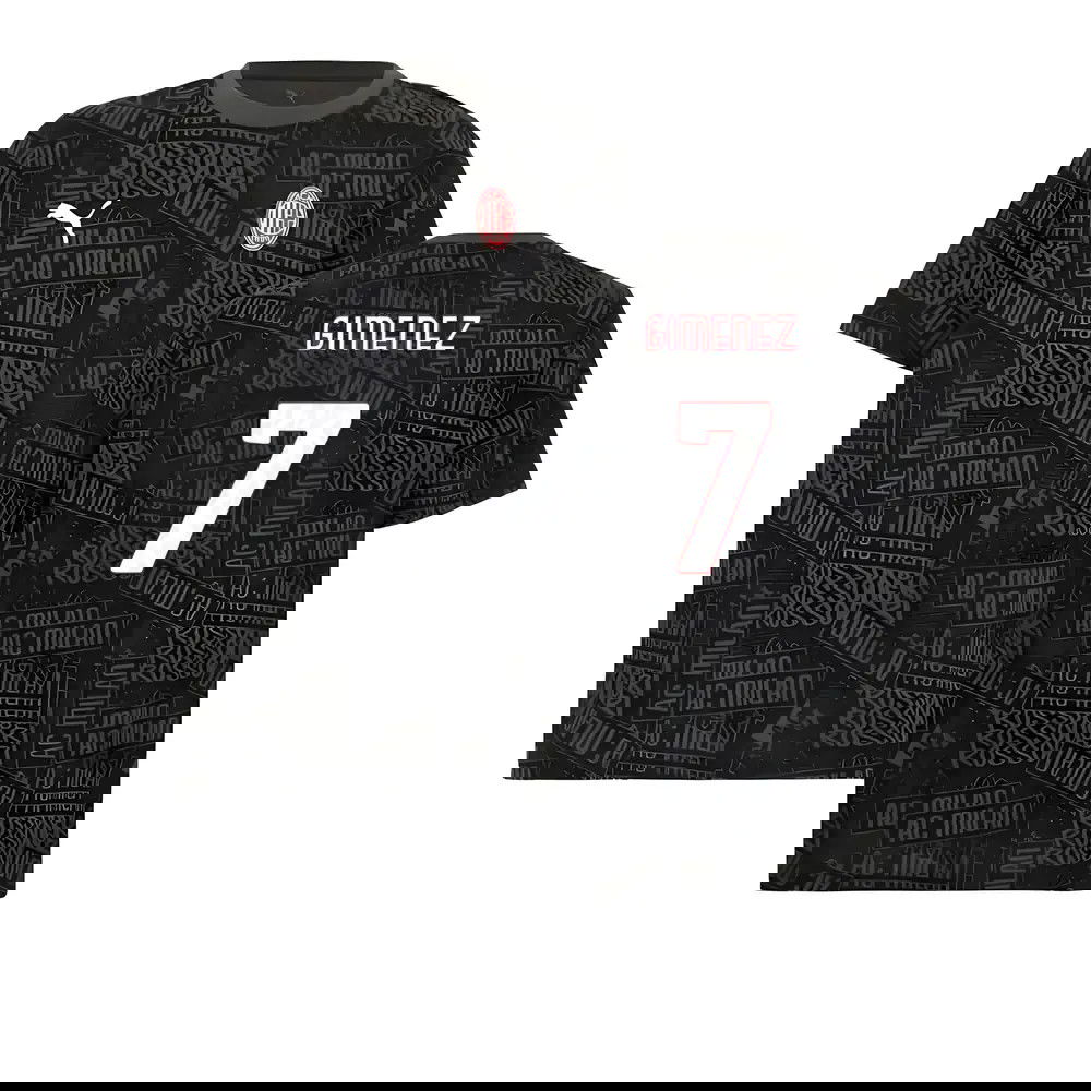 2025-2026 AC Milan ftblCulture Tee AOP (Black) (Gimenez 7)