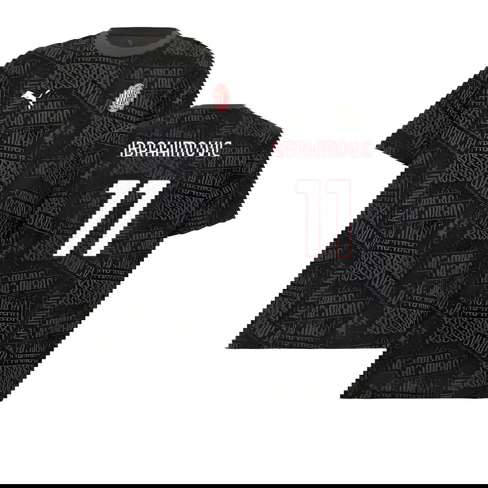 2025-2026 AC Milan ftblCulture Tee AOP (Black) (Ibrahimovic 11)