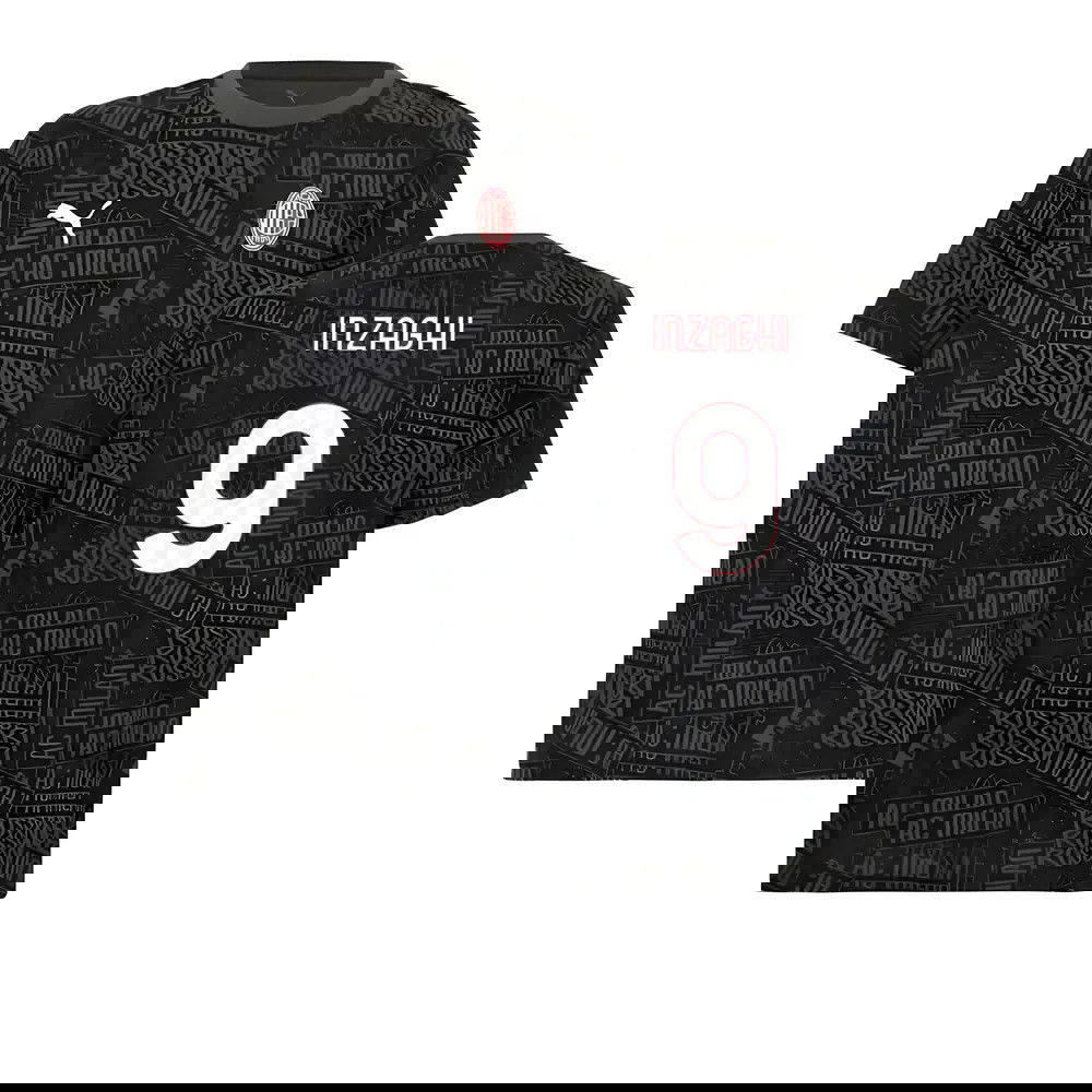 2025-2026 AC Milan ftblCulture Tee AOP (Black) (Inzaghi 9)