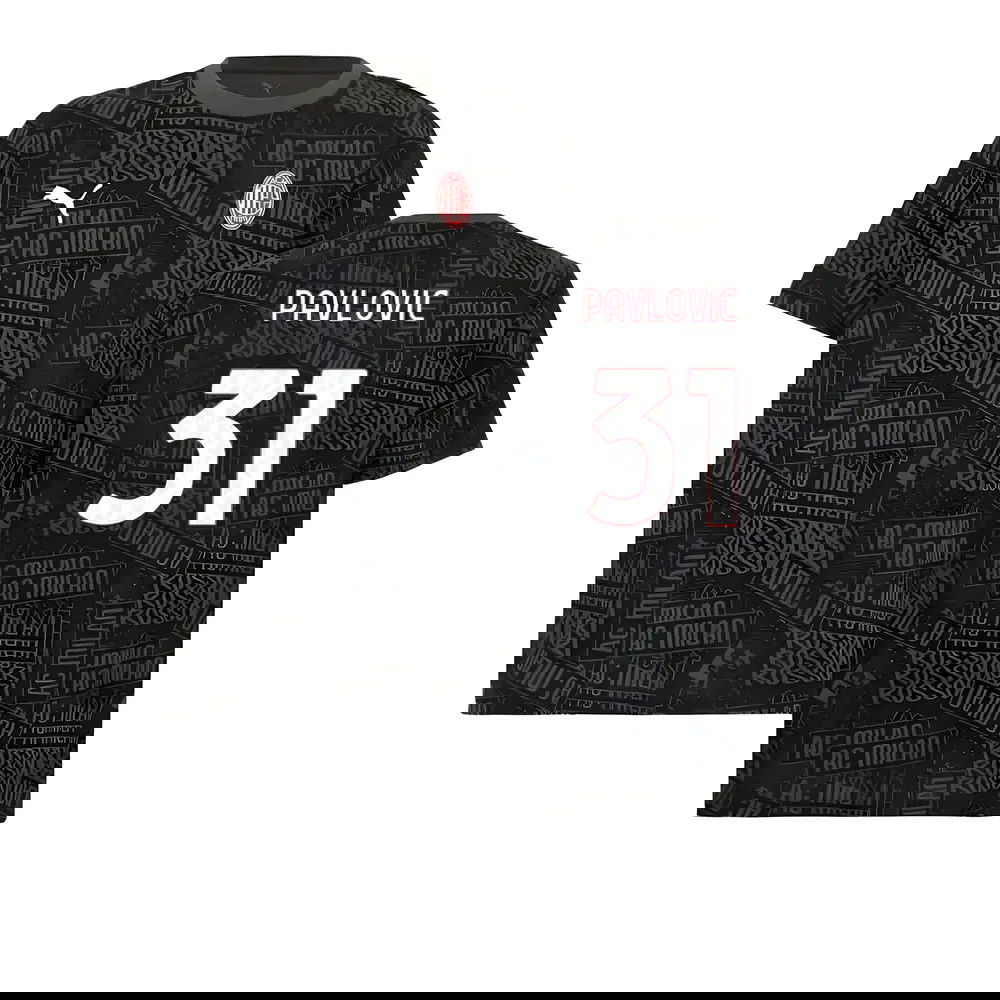 2025-2026 AC Milan ftblCulture Tee AOP (Black) (Pavlovic 31)