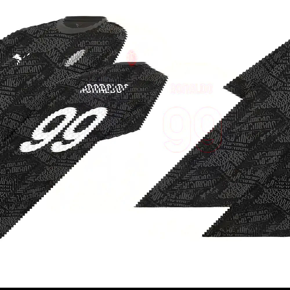 2025-2026 AC Milan ftblCulture Tee AOP (Black) (Ronaldo 99)