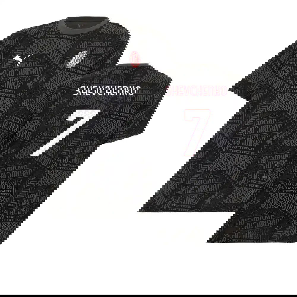 2025-2026 AC Milan ftblCulture Tee AOP (Black) (Shevchenko 7)