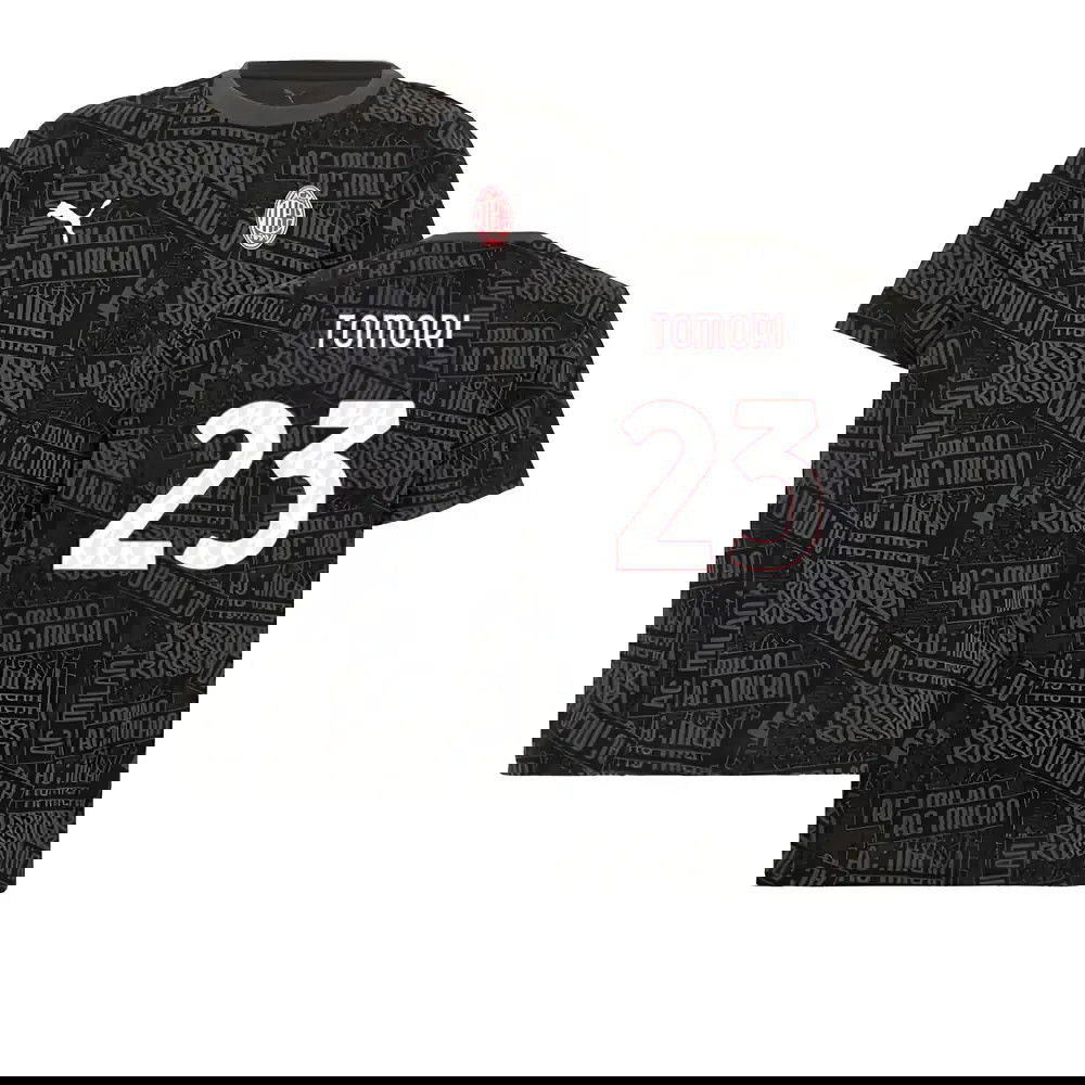 2025-2026 AC Milan ftblCulture Tee AOP (Black) (Tomori 23)