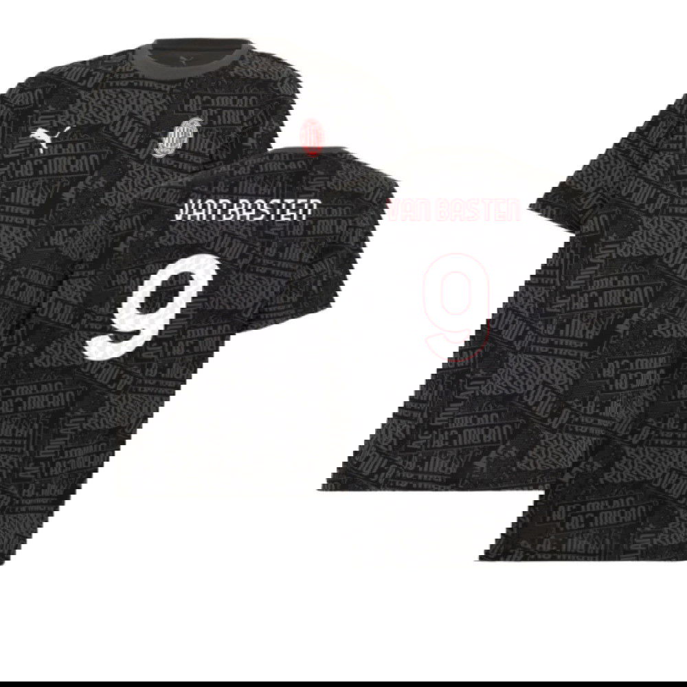 2025-2026 AC Milan ftblCulture Tee AOP (Black) (Van Basten 9)