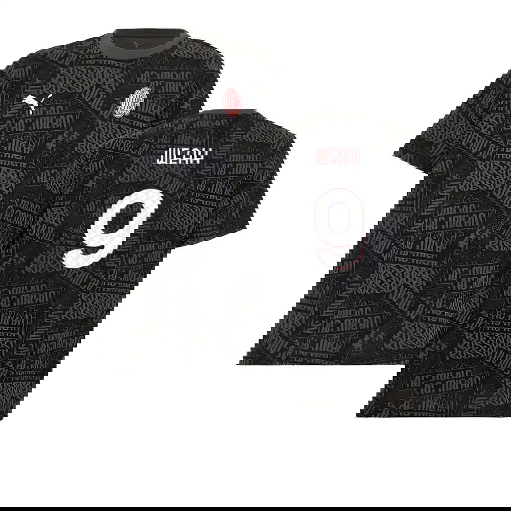 2025-2026 AC Milan ftblCulture Tee AOP (Black) (Weah 9)