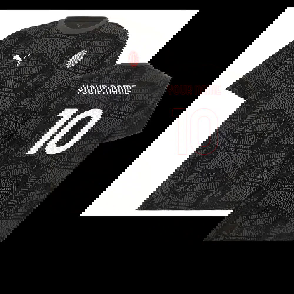 2025-2026 AC Milan ftblCulture Tee AOP (Black) (Your Name)