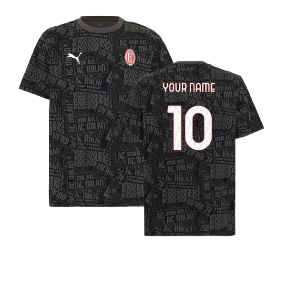 2025-2026 AC Milan ftblCulture Tee AOP (Black) (Your Name)