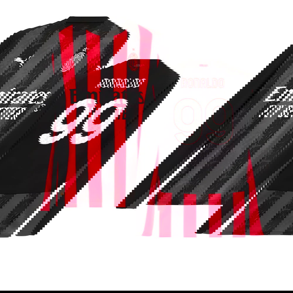 2025-2026 AC Milan Long Sleeve Home Shirt (Ronaldo 99)