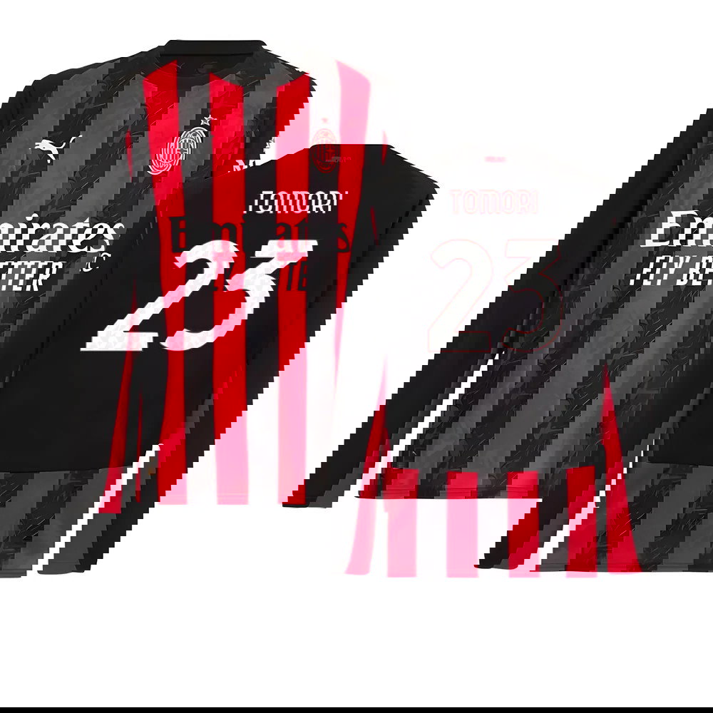 2025-2026 AC Milan Long Sleeve Home Shirt (Tomori 23)