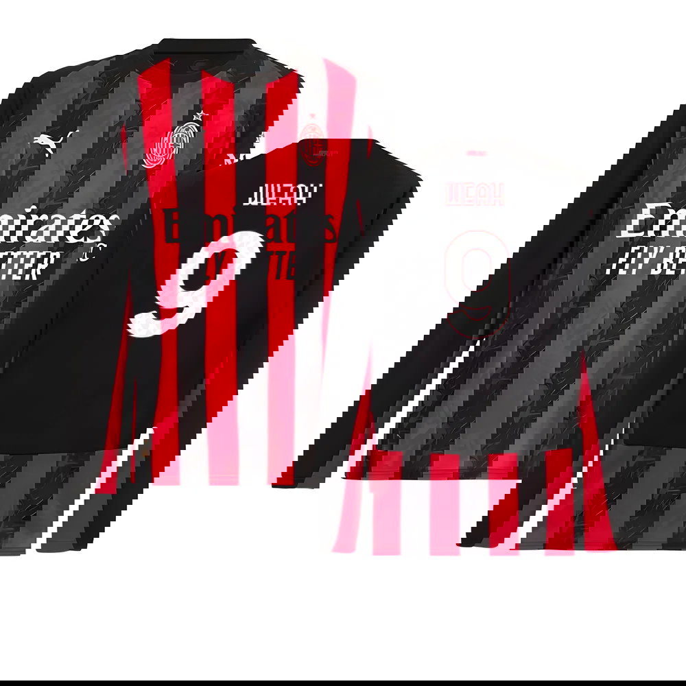 2025-2026 AC Milan Long Sleeve Home Shirt (Weah 9)