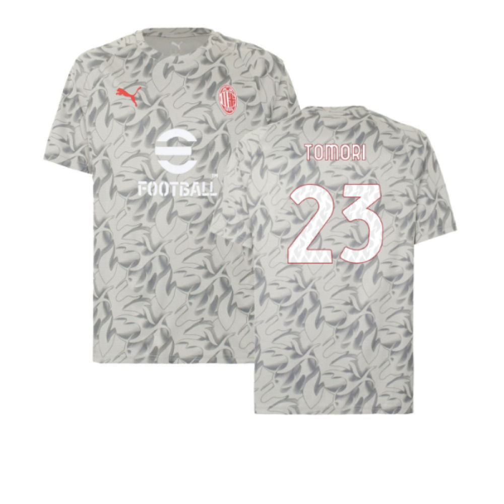 2025-2026 AC Milan Warm Up Jersey (Smokey Gray) (Tomori 23)