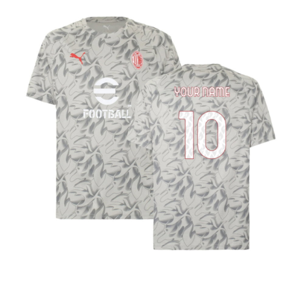 2025-2026 AC Milan Warm Up Jersey (Smokey Gray) (Your Name)
